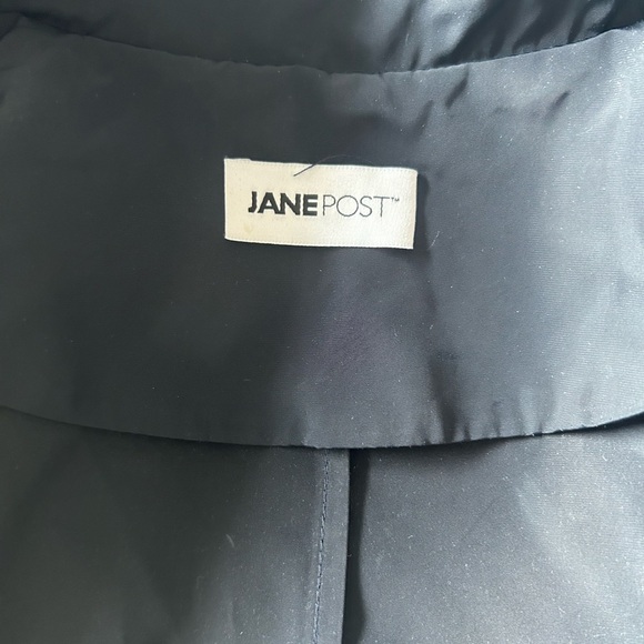 Jane Post Black Long Hooded Rain Coat Size L - Picture 6 of 7